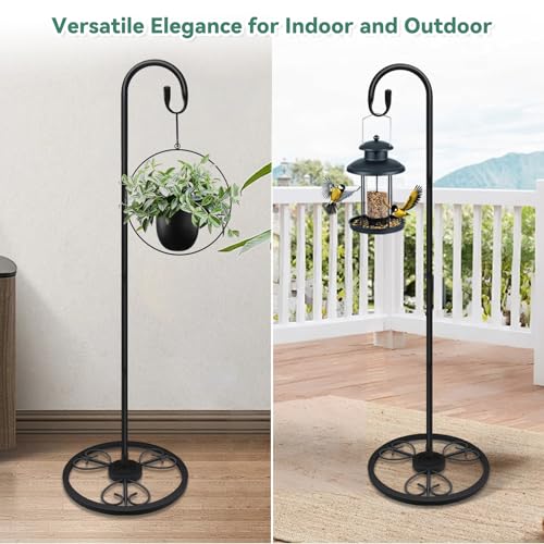 63" Adjustable Shepherds Hooks Stand for Wind Chimes, Hummingbird Feeders, Lanterns, Hanging Plant Stand Indoor Outdoor Patio Garden