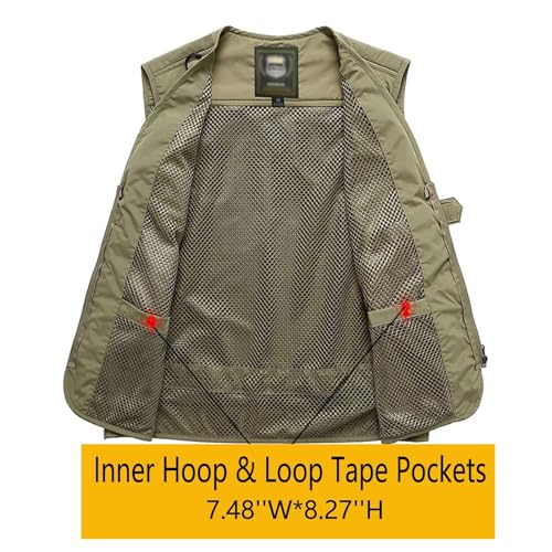 Flygo Men's Casual Lightweight Outdoor Fishing Work Safari Travel Photo Cargo Vest Jacket Multi Pockets - color: Camogreen, size: Small