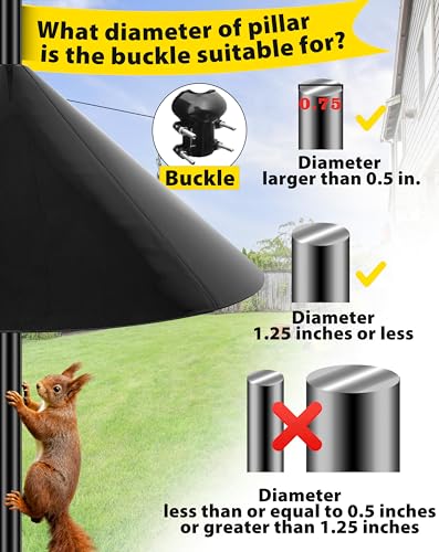 Squirrel Baffle,19-Inch Squirrel Baffle for Bird Feeder Pole,Squirrel-Proofs for Outdoor Shepherd's Hooks，Outside Pole Mount Squirrels Guard (Black) - color: Pole mount-Black