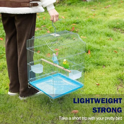 Small Bird Cage, Lightweight Foldable Hanging Cage with Removable Tray | Easy to carry and clean, ideal for travel, outings and vet visits with parakeets, canaries, lovebirds and finches. - size: 13.0"L x 11.8"W x 17.7"H