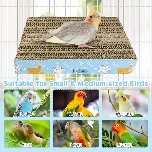 3 PCS Bird Cardboard Platform Hanging Parrot Cage Perch Bird Paw Grinding Stand Parakeet Chew Toys Parrot Cage Playground for Budgie Conure Cockatiel Finch (Small)