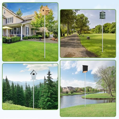 Nalwort 12' Aluminum Bat House Pole, Telescoping Purple Martin House Pole, 4-Section Design with 8-Hole Ground Socket for Wind Stability, Complete Outdoor Bat Bird House Pole Kit - size: 12 ft