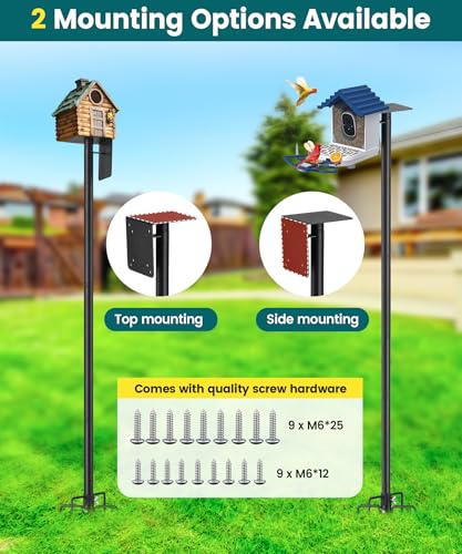 102 inch Tall Bird Feeder Pole, Heavy Duty Bluebird House Pole for Outdoors | 1 inch Adjustable Bird Feeder Stand for Backyard Garden Wild Bird Watching, Metal Mounting Post Kit with 5 Prongs Base - size: 102" (1 Pack)