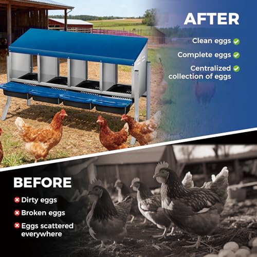 Chicken Nesting Boxes with Cleanable Pull-Out Trays, 4-Hole Wall Mount Roll Away Nest for Easy Cleaning & Egg Collection - size: 4 holes with legs