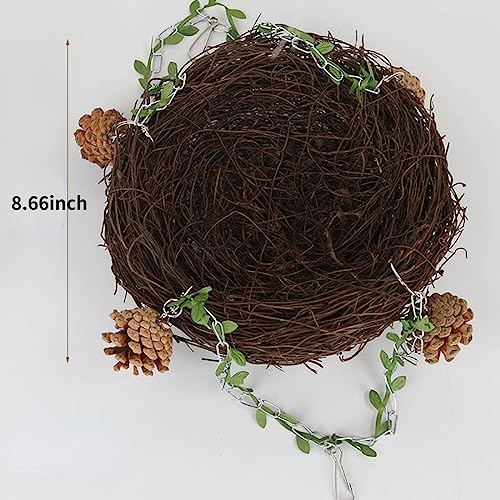 Natural Rattan Nest Small Medium Large Bird Swing for Parrot Parakeet Cockatiel Conure Cockatoo Macaw Amazon African Grey Lovebird Finch Canary Budgie Cage Perch Toy (Large) - size: Large