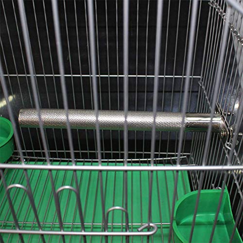 Bird Perch Stainless Steel Stand Parrot Rod Grinding Claws Trimming Beak Nails Grinding Stick Exercise Platform for Parakeet Cockatiel Conure African Grey Macaw Finch Bird Cage Accessories (L) - size: L: 11.79x 0.98inch
