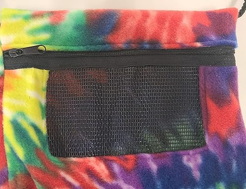 Bonding Carrier Pouch - Premium Bonding Pouch for Sugar Gliders and Other Small Pets - Durable Cozy Fleece Material, Mesh Screen, Silk Rope, & Zipper, Pet Sleeping Bag, Tie-Dye