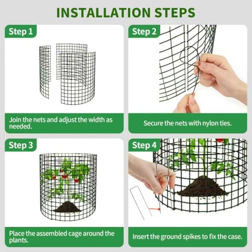 10 Packs Round Plant Protector from Animals,Metal Wire Mesh Garden Plant Cages for Outdoor Gardening Supplies, Garden Protection Rabbits Chickens Ducks for Vegetables, Flowers, Shrubs (12'' x 12'') - size: 12'' x 12''