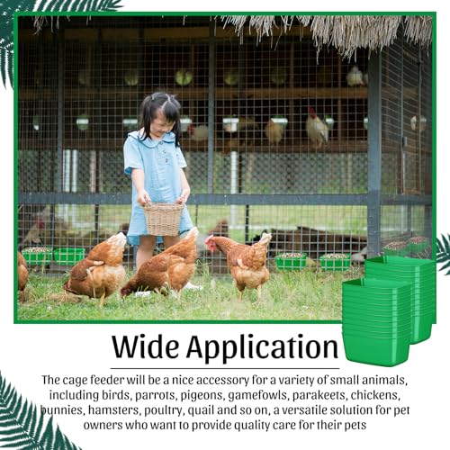 Zhehao 20 Pcs Bird Cage Cups Chicken Feeder Waterer Cups 18 oz Pigeon Feeder Plastic Poultry Wire Cage Hanging Chicken Water Bowl for Pet Bunny Poultry(Green) - color: Green