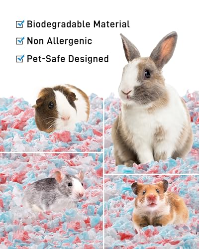 BUCATSTATE Hamster Bedding 70L, 99% Dust-Free Guinea Pig Bedding Odor Control Paper Bedding, Cozy Small Animal Bedding for Rabbit Rat Syrian Dwarf Hamsters Gerbils (White) | FSC-Certified Material, Expands 3X, Cozy Paper Bedding for Guinea Pigs, Colorful