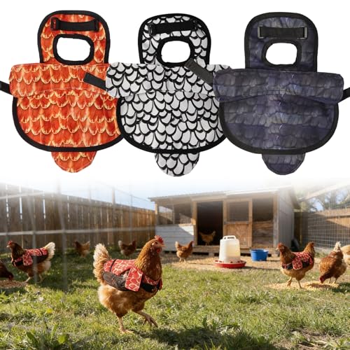 3-Pack Chicken Saddle for Hens, Wing & Back Protector Aprons | Adjustable chicken saddle protects hens’ back and wings from rooster mating, pecking and feather loss
