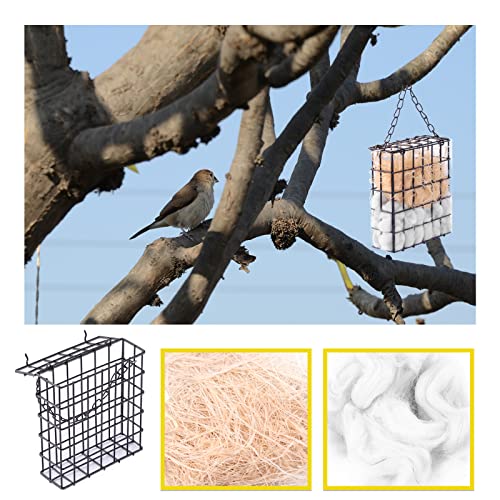 Bird Nesting Material Set Globe Humming Bird Nesters Hanging Bird House for Outdoor Wild Bird Nesting Station Cozy Resting Place, black (z33)