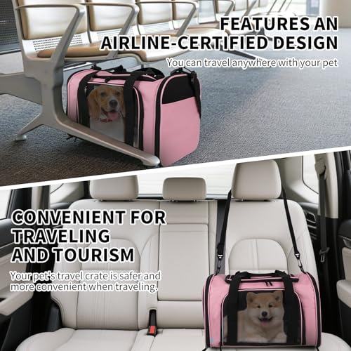 Carriers Soft-Sided Pet Carrier Pink for Medium Large Cats Dogs Undertake 35Lbs,Ventilated Mesh Windows,Top Load Cat Carrier with Airline Approved(X-Large,Pink) - color: pink, size: 20.0"L x 13.0"W x 13.0"H