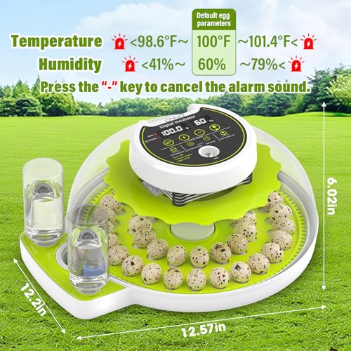 40 Quail Egg Incubator with Automatic Egg Turning Humidity Control Eggs | Large Capacity Quail Brooder Poultry Incubators, Also for Parrot, Dove, Canary and Other Birds - color: Green