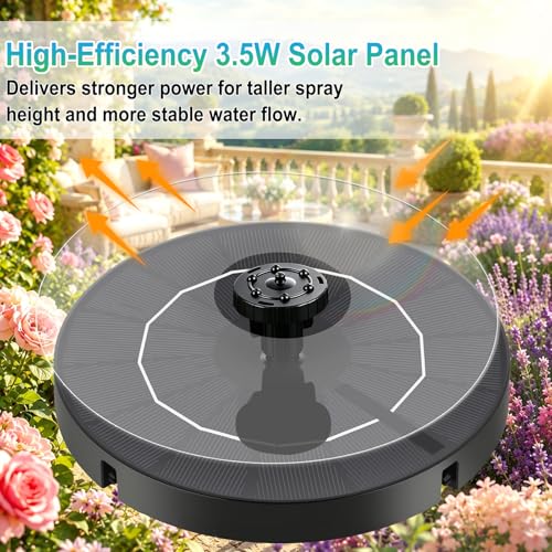 Yeomi 3.5W Solar Fountain for Bird Bath, 18 Nozzles in Black & Green & Blue | 6 Spray Patterns, Solar Water Pump Solar Fountain Pump for Bird Bath, Small Pond, Garden, Outdoor Water Feature - color: 3.5w Solar Fountain + Black&&blue&green Nozzles