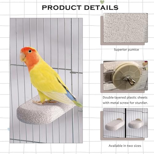 4pcs Bird Perch Stands Foot Claws Trimmer Beak Grinding Stone Parrot Climbing Chewing Toys Cage Accessories for Small Medium Birds Budgies Lovebird Conure (Large) - size: Large