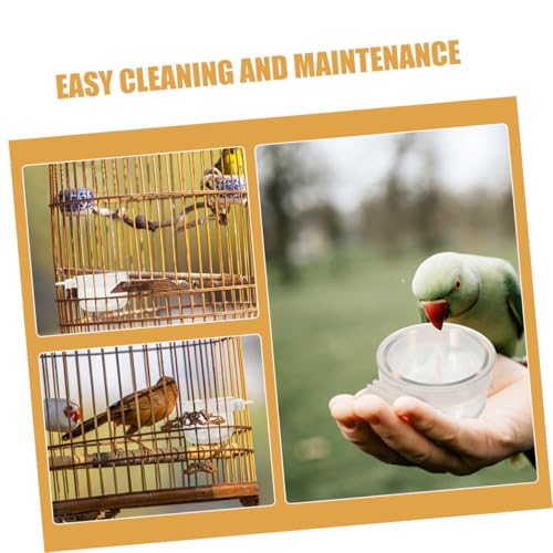 Toyvian Acrylic Bird Food Water Cups, 10pcs Detachable Hanging Cage Bowls for Parrots Parakeets Canaries Finches Clear Small Animal Feeder Dishes for Cages Easy to Clean