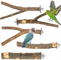 5 Pcs Natural Wood Bird Perch Stand Set for Bird Cages | Ideal for Small/Medium Birds (Budgies, Conures) | Bark Textures for Foot Health | Tool-Free Wing-Nut | Safe Chewing - size: Essential Perch Bundle - 5PCS