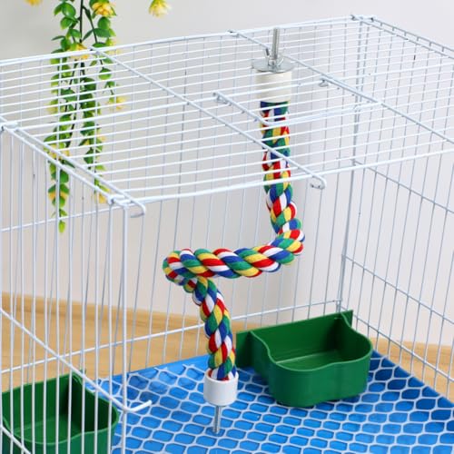 Parrot Rope Climbing Toy 18.5 Inch Cotton Rope Perch for Birds Cage Exercise and Chewing Toy for Parrots Cockatiels - size: 40cm