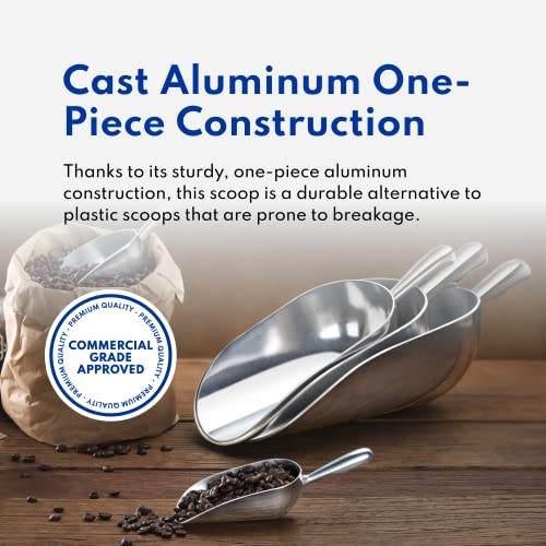 New Star Foodservice 34523 One-Piece Cast Aluminum Round Bottom Bar Ice Flour Utility Scoop, 12-Ounce, Silver - size: 12-Ounce