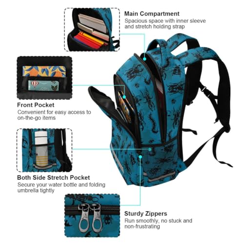 Kids Bugs Backpack for Boys Girls School Bags | Elementary Middle, Travel Daypack Lightweight Waterproof with Reflective Strip - color: Bugs 02