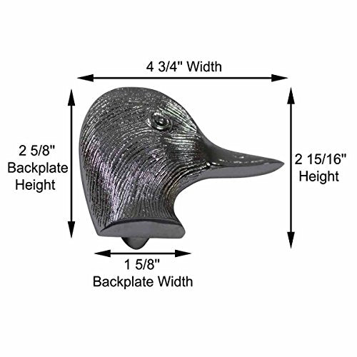 Renovators Supply Manufacturing Brass Door Knockers for Front Door 2.9 in. Duck Head Chrome Plated Brass Door Knocker with Mounting Hardware - color: Chrome Duck Head