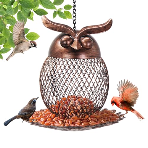 Bird Feeder for Outdoor, Squirrel Proof Metal Wild Bird Feeder Decoration for Hanging Outside Garden Yard, Cute Cat-Shaped