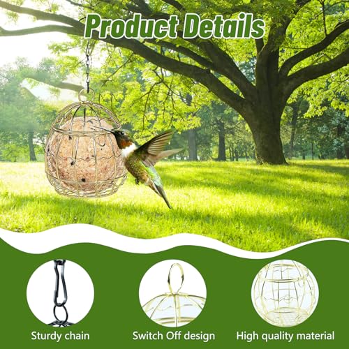 8 Pcs Suet Bird Feeders for Outside Hanging, Metal Wild Bird Feeders | Suet Ball Feeder for Outdoors with Hooks, Weatherproof, for Garden Yard Patio Outside Decoration, Easy to Clean & Hang,Black - color: Black-8pcs