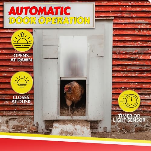 My Favorite Chicken Automatic Chicken Coop Door – Battery Powered Electric Chicken Door with Auto Timer & Solar Sensor, Safe Smart Chicken Door Opener for Chicken & Duck Coops