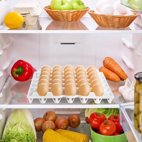 12 Pack Plastic Egg Tray Egg Crates, Stackable Egg Cartons Flats Each Holds 30 Eggs, Bulk Egg Trays for Home Chicken Farmers to Packing, Storage, Shipping Eggs - White