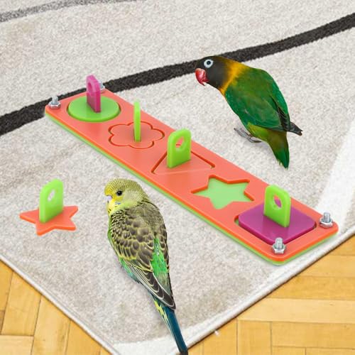 Hypeety Bird Intelligence Training Toy Puzzle Building Blocks for Parrot Budgies Parakeet Cockatiel Conure Cage Toy - color: Puzzle Toy B