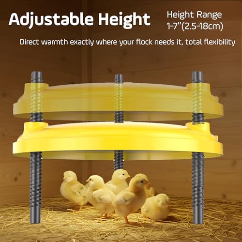 Heat Plate for Chicks, 35W Brooder Plate for Chicks, 12''x12'' Adjustable 3 Levels Temperature Supports a Timer Function - color: Yellow