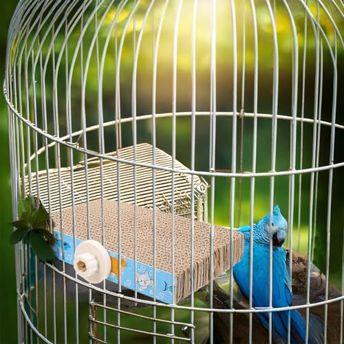 COMNICO 2 PCS Bird Chew Toy Parrot Cage Perch Cardboard Platform Size M | Bird Paw Grinding Stand, for Cage Birds, Resting Platform Stand, Parrot Playground, Exercise Toys, Parakeets - size: M