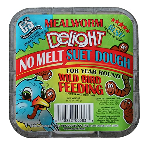 C&S Mealworm Delight, No Melt Suet Dough, 11.75 Ounce (Pack of 12) - style: Mealworm 12-Pack