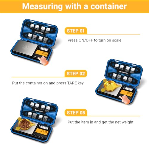 Digital Pocket Scale 200g/0.01g, Digital Gram Scale Precision | Mini Jewelry Scales digital weight grams with 50g Cal Weights for food,Jewelry,Coins,small items,(Battery Included)-Blue - color: Blue