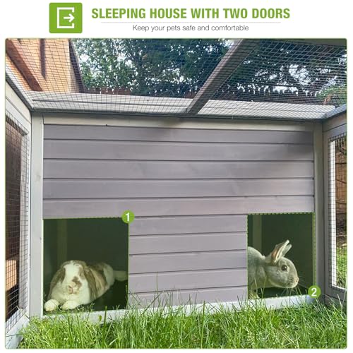 GUTINNEEN Chicken Coop Outdoor Rabbit Hutch with Run for Rabbits, Chickens, Ducks, and Guinea Pigs, 61.5" L x 40.9" W x 24.8" H
