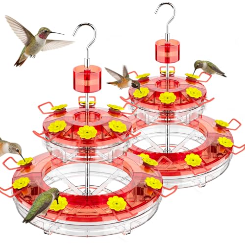 Birdream Hanging Hummingbird Feeder, 20oz, 2 Pack | Double-Tier Saucer, 14 Feeding Ports, Ant Moat, Stainless Steel Pole, Easy to Refill and Clean - size: 2 Pack