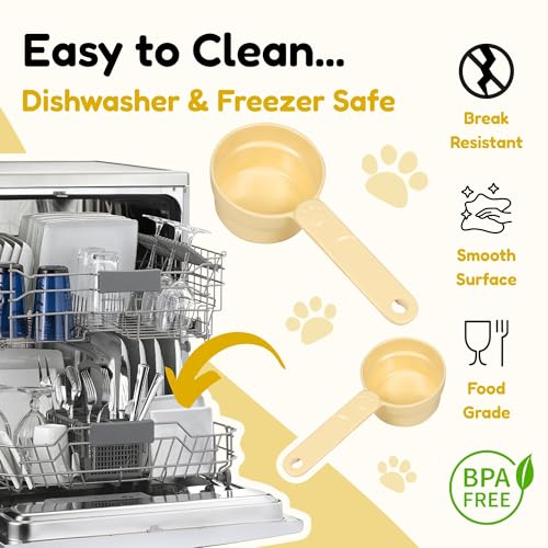 1/2 Cup Dog Food Scoop, Extra Long Handle Sturdy Melamine Pet Food Measuring Scoop with Clear Marking Lines, BPA-Free, Shatterproof, Dishwasher Safe (Butter Yellow, 1/2 Cup) - color: Butter Yellow, size: 1/2 Cup