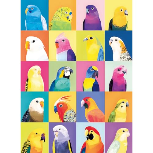 500 Piece Puzzle for Adults,Colorful Grid Parrot Tropical Bird Puzzles | Artwork Animal with Letters on Back,1:1 Poster,Challenging Game Home Decor Birthday Party Gift Toy for Adults Seniors Famliy - color: Parrot