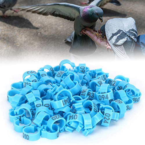 8mm Pigeon Leg Bands 0-100 Numbers Chicken Identification Leg Bands for Bantam Finch Dove Lovebird Coturnix Quail (Blue) - color: Blue