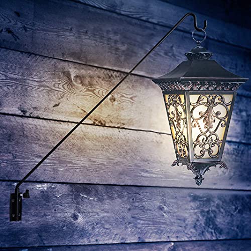 Heavy Duty Extended Reach Wall Mounted Deck Hook Wall Pole,Bracket Direction and Length Adjustable Plant Bracket for Bird Feeders, Planters, Suet Baskets, Lanterns, Wind Chimes,Black - size: 43in Long Wall Mounted Hook-1 Pack