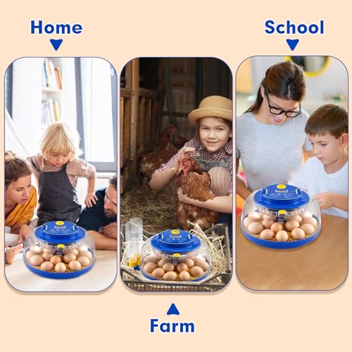 18 Egg Incubator Automatic Egg Turner Temperature & Humidity Control, Incubators for Hatching Eggs, Chicken, Ducks, Goose, Pigeon, Quail, Parrot Incubator Farm,Lab,Science Classroom,Home (Blue-18 Egg)