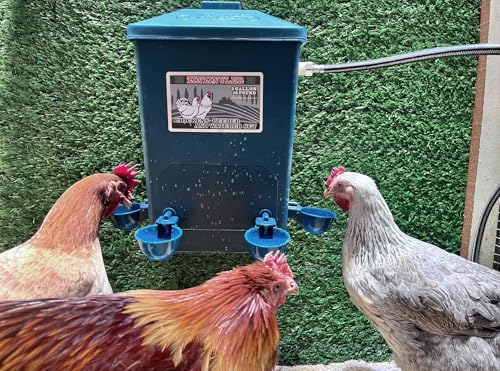 Chicken Waterer with Float Controlled Automatic Set, Chicken Coop Accessories - No Manual Water refilling Needed, 4 Gallon（Compatible with 5/8-inch and 3/4-inch Water Pipes, 60-inch Water Supply Pipe - color: Navy Blue