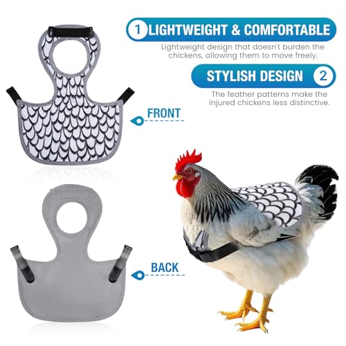 Chicken Saddle for Hens - Chicken Aprons for Hens With Adjustable Straps, Chicken Aprons & Vest Jacket for Hens - style: White Feather