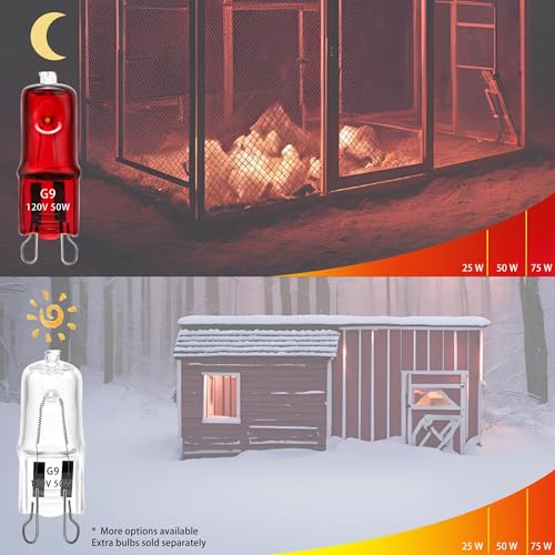 3 Pack Replacement G9 Basking Spot Heat Lamp for Chickens, Tiny Clear Bulbs Beads (75 Watt)