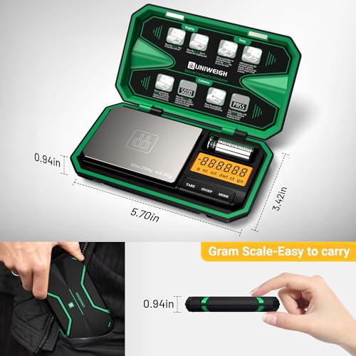 Digital Pocket Scale Precision 200g/0.01g Scale Grams Ounces | Mini Jewelry Scale, Coins Scale with 50g Cal Weights for Gold/Silver/Gems/Food,(Battery Included)-Green - color: Green