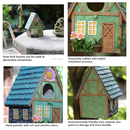 Outdoor Hanging Bird Nests, Hummingbird Houses, Garden Tree Decorations, Resin Ornaments - style: Simulated House