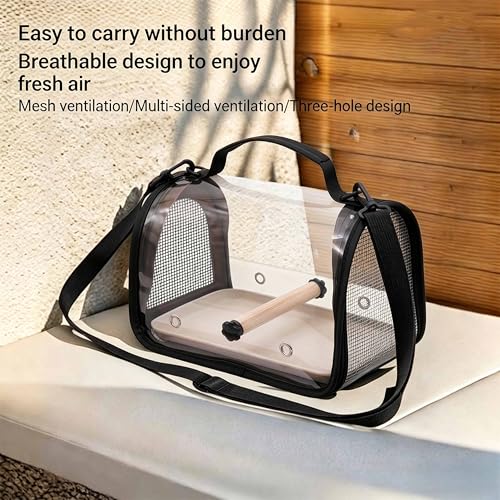 Bird Carrier Backpack with Breathable Mesh Windows, Portable Parrot Travel Cage with Perch and Removable Tray, Hands Free Small Bird Carrier Bag for Vet Visits, Hiking, Travel and Outdoor Use - color: Black