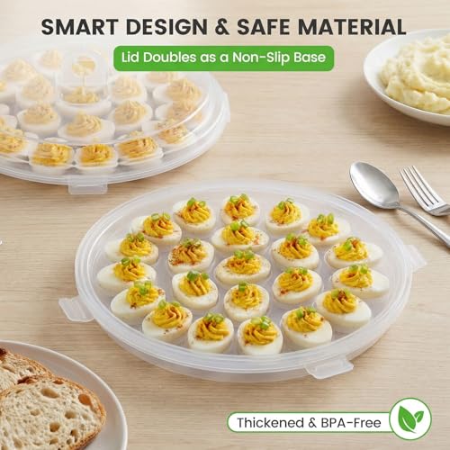 HANSGO Deviled Egg Containers with Lid, Deviled Egg Platter Carrier, Clear | Deviled Eggs Tray With 22 Slots for Party, Home Kitchen and Other Festival - color: Transparent