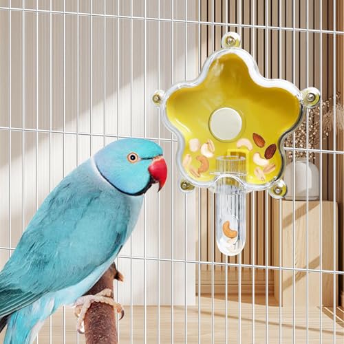 BNOSDM Bird Foraging Toys Cockatiel Foraging Wheel Parrot Cage Spinning Toys Parakeet Enrichment Puzzle Feeder Toy for Budgies Lovebirds Canaries (Yellow) - color: Yellow
